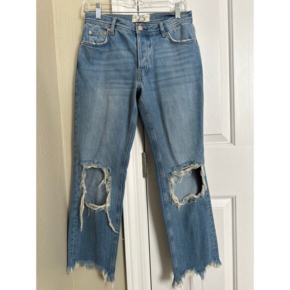 We the Free People Maggie‎ Mid Rise Distressed Jeans 25 - Picture 2 of 6